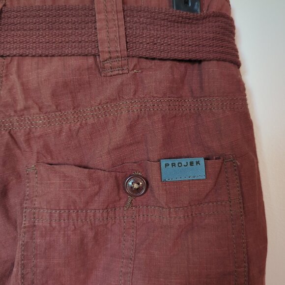 PROJEK RAW Men’s Solid Bungee Burgundy Cargo Capri Short, Size 30" - Picture 7 of 9